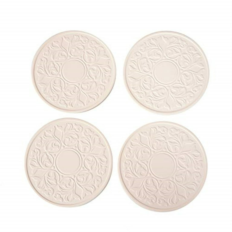 CoasterStone EC400 Absorbent Stone Coasters, Victorian Lace Set of 4,  White 