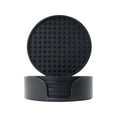 thumbnail image 1 of Coasters for Drinks 6 Pcs Drink Plastic Coaster with Holder,Heat Resistant Silicone Cup Mat Tabletop Protection,Non-Slip Rubber Coasters for Kinds of Cups,Black, 1 of 5