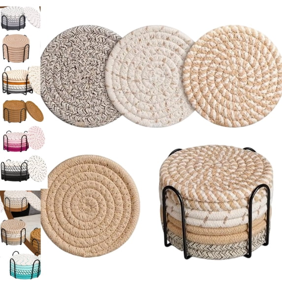 Coasters for Drinks Absorbent, Coasters - 4 Colors, 8 Pack Pink Coaster for Desk, House Essentials for New Home, Kitchen and Dining Coffee Table Decor, Modern Home Decor(Khaki)