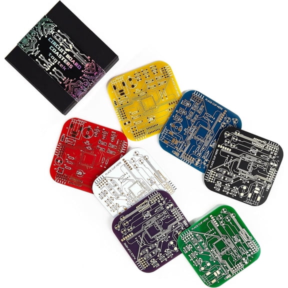 Coasters for Drinks Circuit Board Coasters 7 Colors PCB Mat Decor White Elephant Gifts for Adults Coffee Table Bar Office Funny Coaster for Gamer Geek Nerd Engineer Dad Novelty Gifts