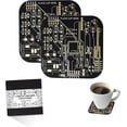 thumbnail image 1 of Coasters for Drinks in PCB-Design Black Coasters Decor with Immersion Gold Circuit Board Coasters for Coffee Table Gamer Bar Office Cute Stuff for Boyfriend Geeky Engineer Dad Men (2 x Black/Pack), 1 of 5