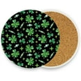 thumbnail image 1 of Coasters for Drinks Set of 2 Absorbent Ceramic Coasters with Cork Base, Clover Black Background Coffee Coaster Great Gift for Table, Housewarming, Birthday, Kitchen, Home Decor, 1 of 5