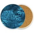 thumbnail image 1 of Coasters for Drinks Set of 2 Absorbent Ceramic Coasters with Cork Base, Tropical Plant Denim Coffee Coaster Great Gift for Table, Housewarming, Birthday, Kitchen, Home Decor, 1 of 5