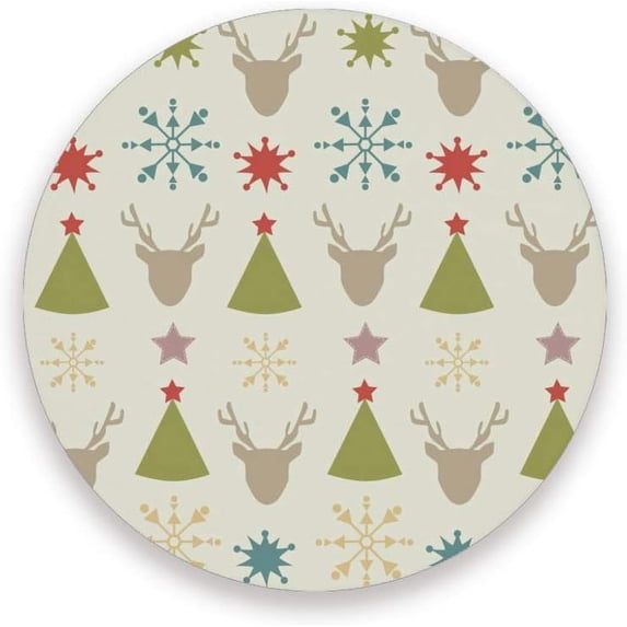 Coasters for Drinks Set of 2 Pieces Absorbent Ceramic Coasters with Cork Base, Christmas Vintage Background Coffee Coaster Great Gift for Table, Kitchen, Home Decor Cup Coasters