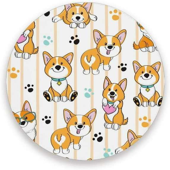 Coasters for Drinks Set of 2 Pieces Absorbent Ceramic Coasters with Cork Base, Lovely Corgi Background Coffee Coaster Great Gift for Table, Housewarming, Birthday, Kitchen, Home Decor Cup Coasters
