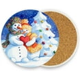 thumbnail image 1 of Coasters for Drinks Set of 4 Absorbent Ceramic Coasters with Cork Base, Couple Snowman Coffee Coaster Great Gift for Table, Housewarming, Birthday, Kitchen, Home Decor, 1 of 5