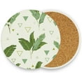 thumbnail image 1 of Coasters for Drinks Set of 4 Absorbent Ceramic Coasters with Cork Base, Tropical Palm Leaf Geometry Coffee Coaster Great Gift for Table, Housewarming, Birthday, Kitchen, Home Decor, 1 of 5
