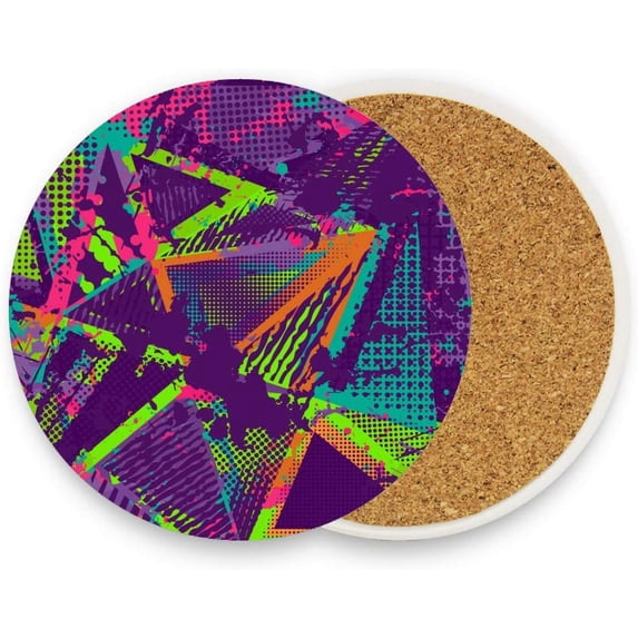 Coasters for Drinks Set of 4 Absorbent Ceramic Coasters with Cork Base, Abstract Color Pattern Coffee Coaster Great Gift for Table, Housewarming, Birthday, Kitchen, Home Decor
