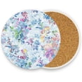 thumbnail image 1 of Coasters for Drinks Set of 4 Absorbent Ceramic Coasters with Cork Base, Flower Geometric Texture Coffee Coaster Great Gift for Table, Housewarming, Birthday, Kitchen, Home Decor, 1 of 5