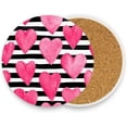 thumbnail image 1 of Coasters for Drinks Set of 4 Absorbent Ceramic Coasters with Cork Base, Striped Pink Heart Coffee Coaster Great Gift for Table, Housewarming, Birthday, Kitchen, Home Decor, 1 of 5