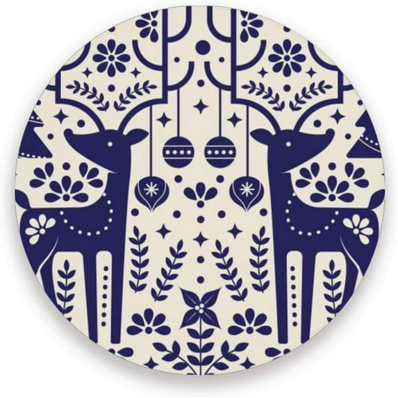 Coasters for Drinks Set of 4 Pieces Absorbent Ceramic Coasters with Cork Base, Christmas Style of Deer Coffee Coaster Great Gift for Table, Housewarming, Birthday, Kitchen, Home Decor Cup Coasters