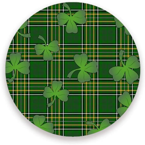 Coasters for Drinks Set of 4 Pieces Absorbent Ceramic Coasters with Cork Base, Clover Plaid Background Coffee Coaster Great Gift for Table, Housewarming, Birthday, Kitchen, Home Decor Cup Coasters