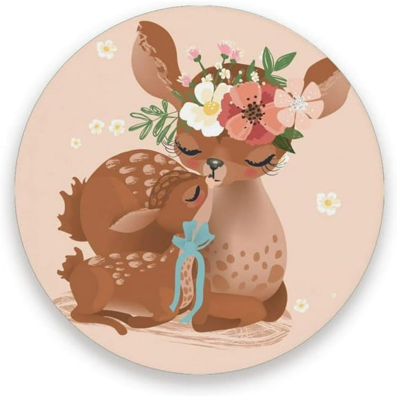 Coasters for Drinks Set of 4 Pieces Absorbent Ceramic Coasters with Cork Base, Cute Mother Deer and Fawn Coffee Coaster Great Gift for Table, Kitchen, Home Decor Cup Coasters