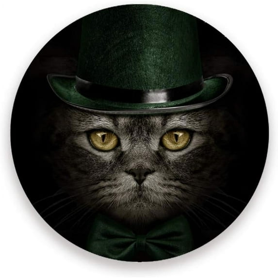 Coasters for Drinks Set of 4 Pieces Absorbent Ceramic Coasters with Cork Base, Green Hat Black Cat Coffee Coaster Great Gift for Table, Housewarming, Birthday, Kitchen, Home Decor Cup Coasters