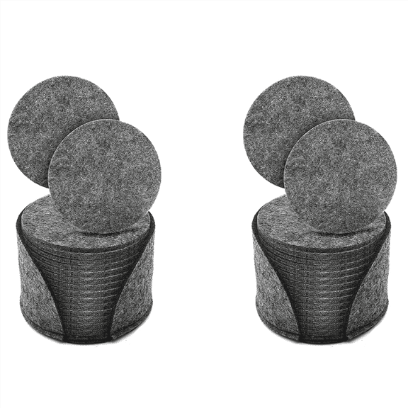 Coasters Glasses, Felt Coasters for Glasses, Set of 28, Felt Coasters with Storage Box, Washable Coasters (Gray)