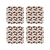 Coasters Set of 4 - Chocolate Pattern No.9042 Drink Coasters for Tabletop Protection Leather Coasters for Living Room Decor and Housewarming Gift Square