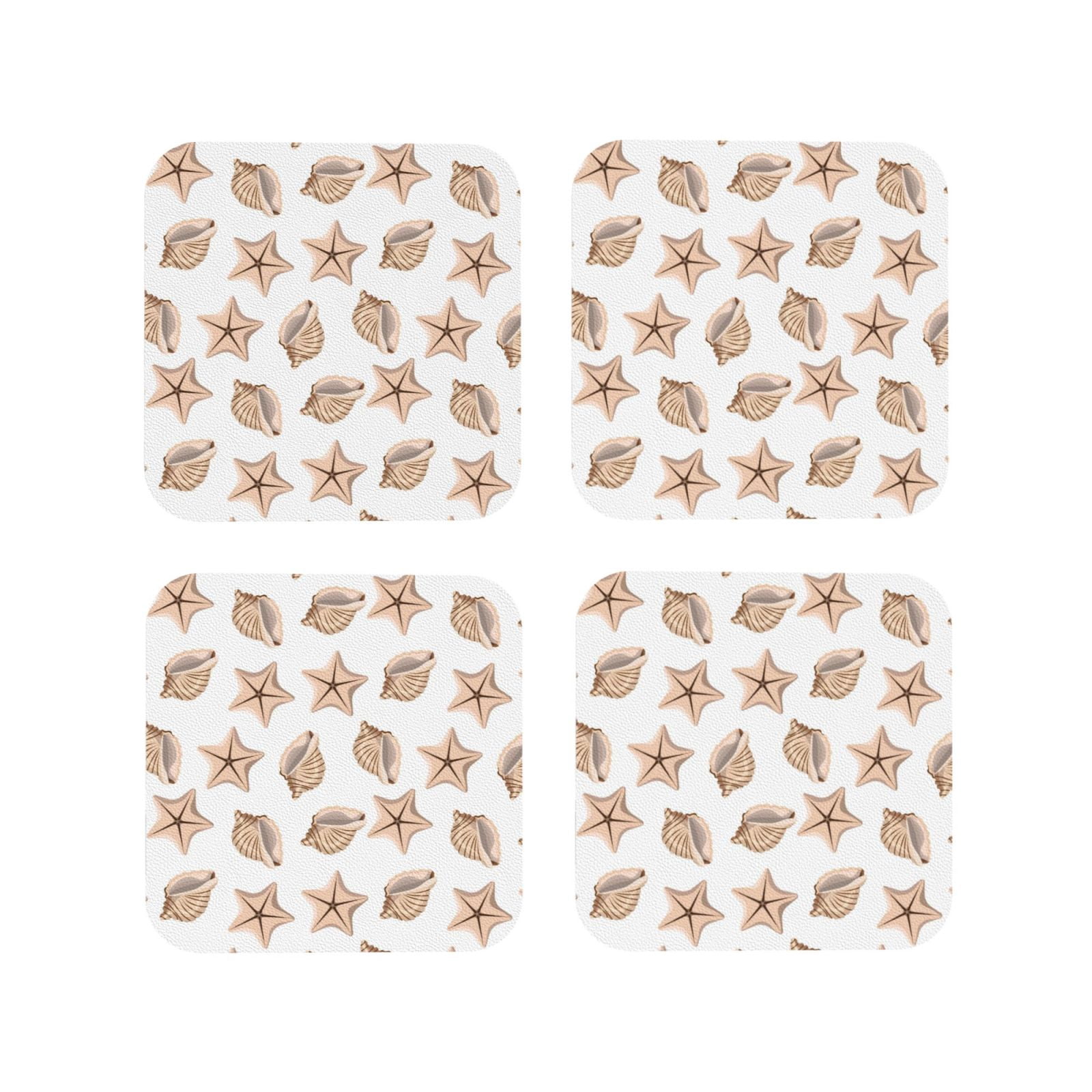 Coasters Set of 4 - Conch Shells Print No.9073 Drink Coasters for ...