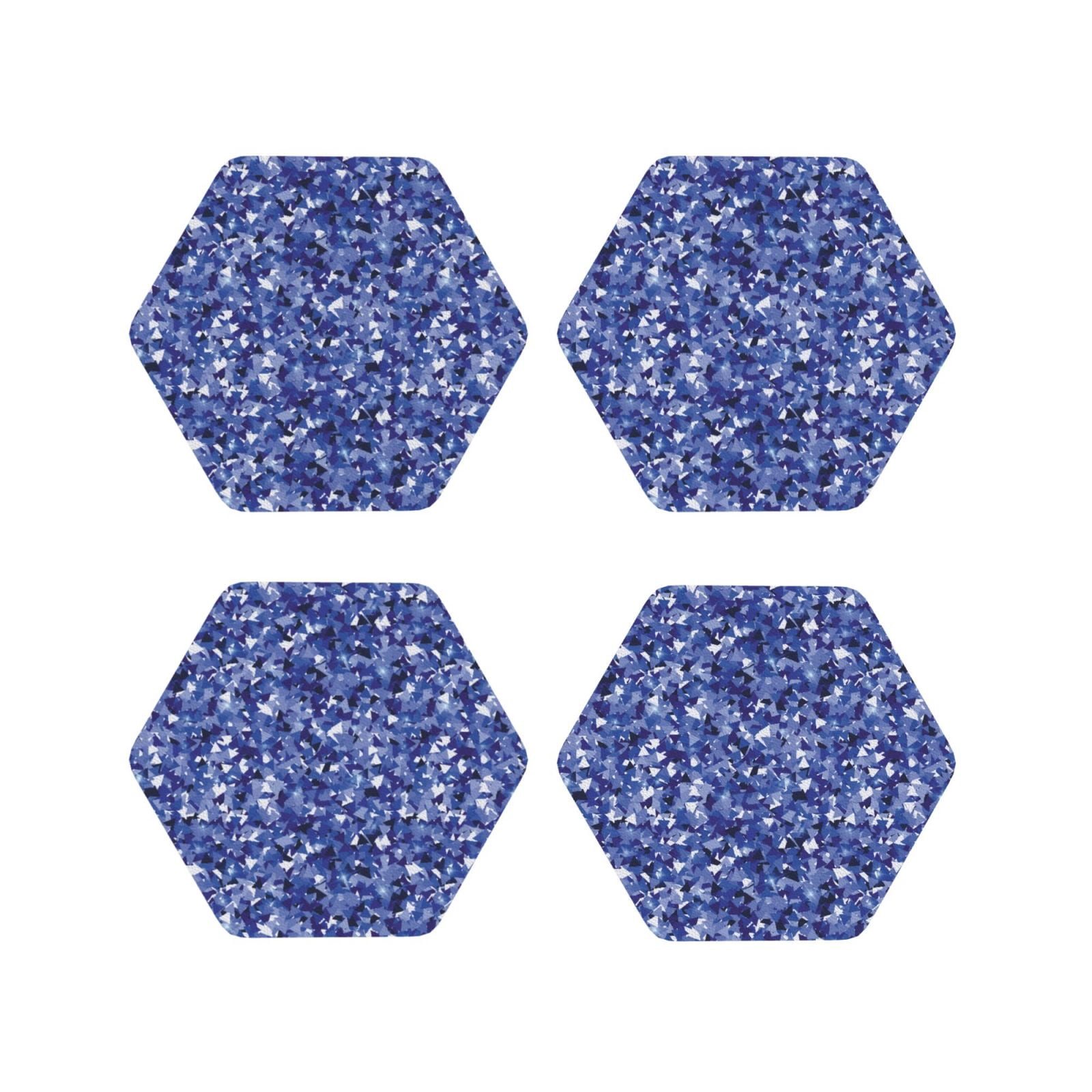 Coasters Set of 4 - Dark Blue Glitter Patterns Drink Coasters for ...