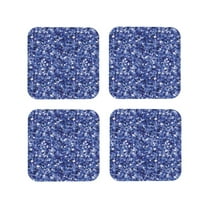 Coasters Set of 4 - Dark Blue Glitter Patterns Drink Coasters for Tabletop Protection Leather Coasters for Living Room Decor and Housewarming Gift Square