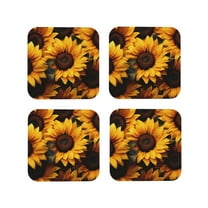 Coasters Set of 4 - Vibrant Sunflower Blooms Drink Coasters for Tabletop Protection Leather Coasters for Living Room Decor and Housewarming Gift Square