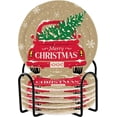 thumbnail image 1 of Coasters Set of 6, Christmas Deer Moose and Fir Trees Coasters with Holder Cotton Woven Drink Coasters Set Cup Coasters for Coffee Table Coasters for Drinks Absorbent Home Decor Aesthetic, 1 of 7