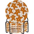 thumbnail image 1 of Coasters Set of 6, Gingerbread Coasters with Holder Cotton Woven Drink Coasters Set Cup Coasters for Coffee Table Coasters for Drinks Absorbent Home Decor Aesthetic, 1 of 7