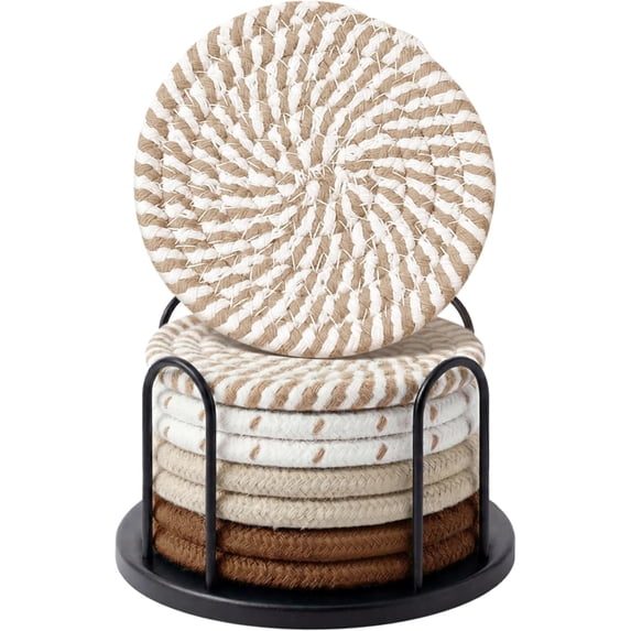 Coasters Set of 8 for Drinks, 4 Inch Large Coasters for Coffee Table, Tabletop Protection for Hot & Cold Drinks, Versatile Coasters for Home Decor, Non-Slip & Easy to Clean, Coffee
