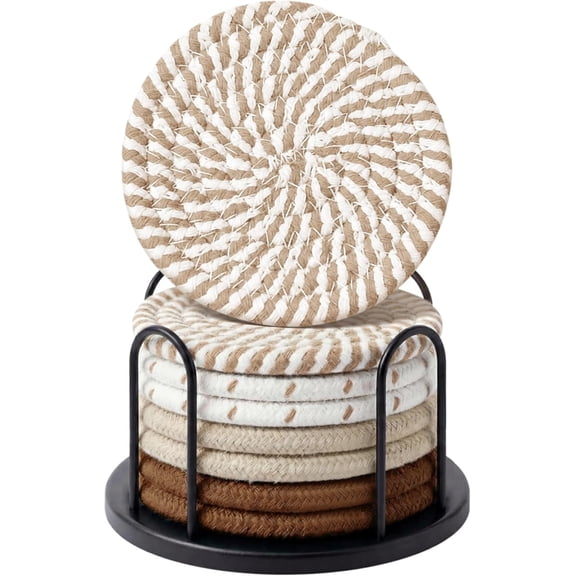 Coasters Set of 8 for Drinks, 4 Inch Large Coasters for Coffee Table, Tabletop Protection for Hot & Cold Drinks, Versatile Coasters for Home Decor, Non-Slip & Easy to Clean, Coffee
