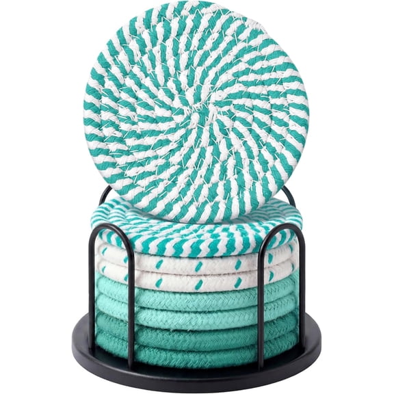 Coasters Set of 8 for Drinks, 4 Inch Large Coasters for Coffee Table, Tabletop Protection for Hot & Cold Drinks, Versatile Coasters for Home Decor, Non-Slip & Easy to Clean, Green