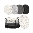 thumbnail image 1 of Coasters Set of 8 for Drinks, Beer, Coffee, Cotton Woven ,Absorbent Coaster with Holder, Boho Coasters for Home Decor Tabletop Protection Suitable for Kinds of Cups, Coffee,4.33 inch,Black., 1 of 7