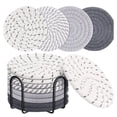 thumbnail image 1 of Coasters Set of 8 for Drinks, Beer, Coffee, Cotton Woven ,Absorbent Coaster with Holder, Boho Coasters for Home Decor Tabletop Protection Suitable for Kinds of Cups, Coffee,4.33 inch,Gray., 1 of 7
