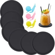 Coasters for Drinks Absorbent, Silicone Drink Coasters Set of 6,Heat Resistant Waterproof Large Coffee Table Rubber Coaster