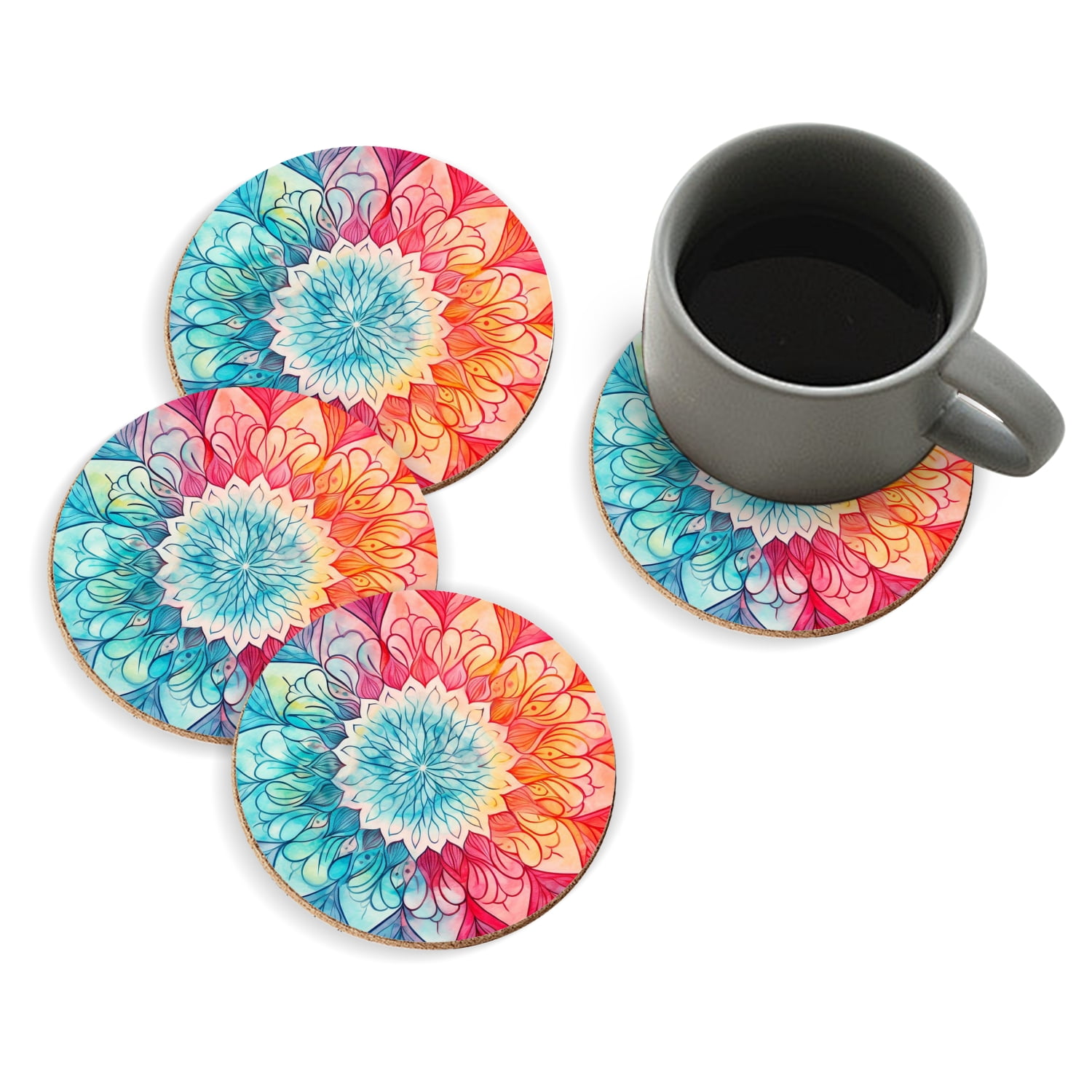 Coasters for Drinks Bar Beer,Set of 4 ,Round Wooden Housewarming Gift ...