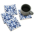 thumbnail image 1 of Coasters for Drinks Bar Beer,Set of 4 ,Square Wooden Housewarming Gift,Blue And White Porcelain Pattern Symmetrical, 1 of 6