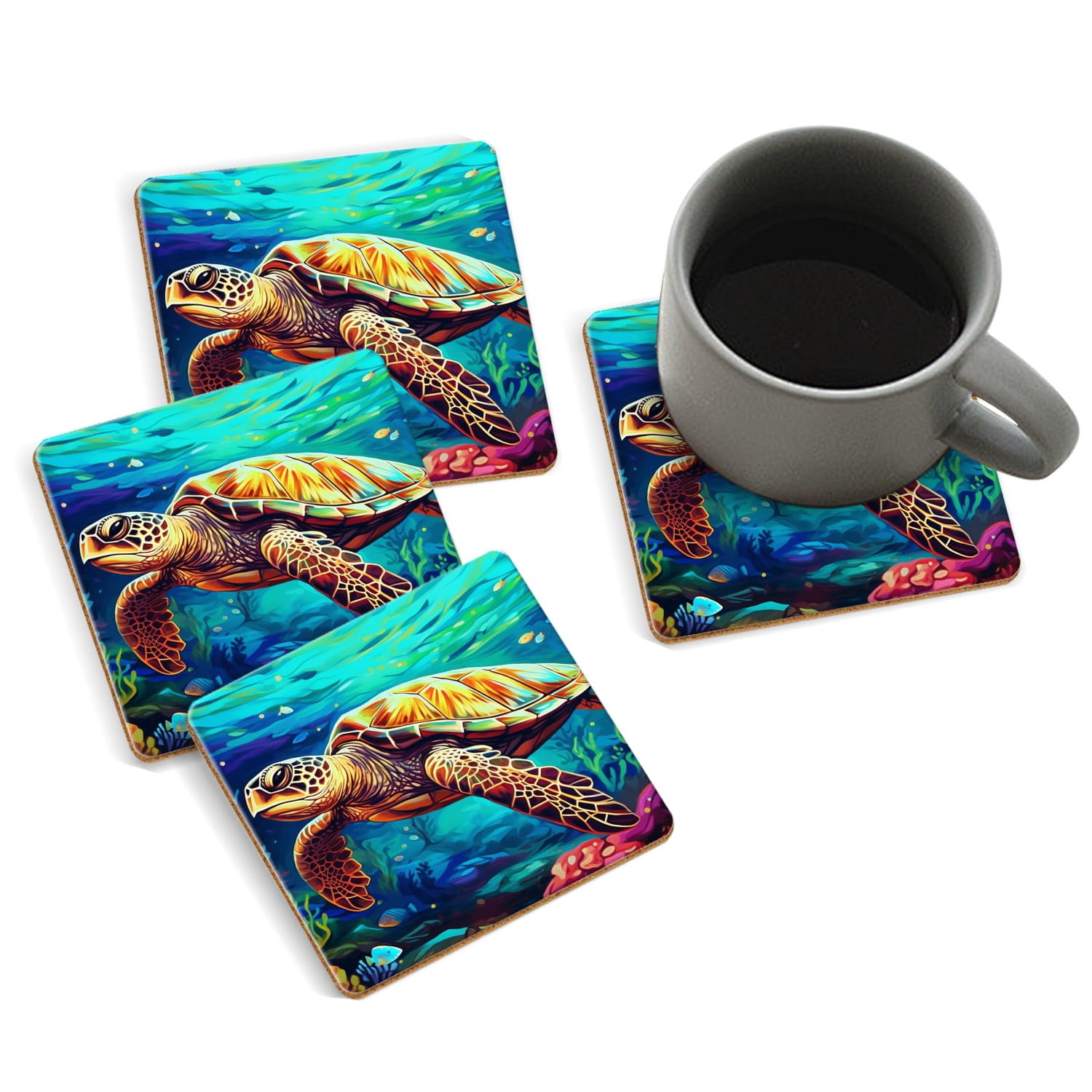 Pool Coasters Coasters for Drinks Bar Beer,Set of 4 ,Square Wooden Housewarming Gift ...