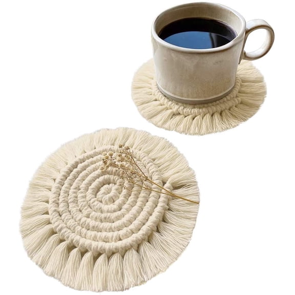 Coasters for Drinks Macrame Coasters for Wooden Table Housewarming Gift Absorbent Coasters Boho Decor for Home