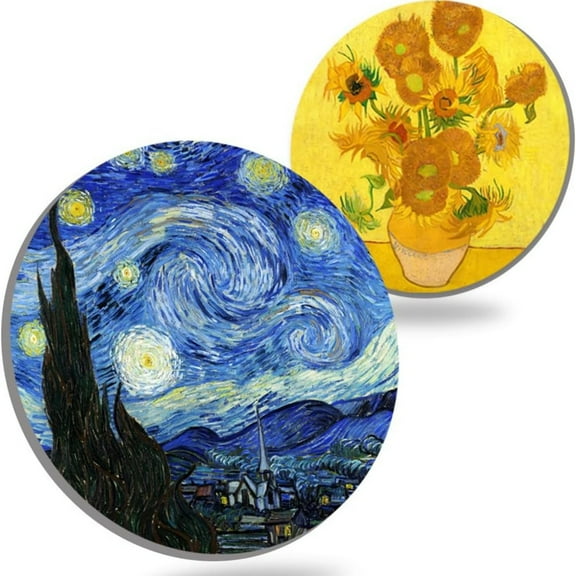 Coasters for Drinks Van Gogh Art Ceramic Coasters - Use 2 Famous Van Gogh Paintings, Unique Housewarming Gifts for New Home D rative