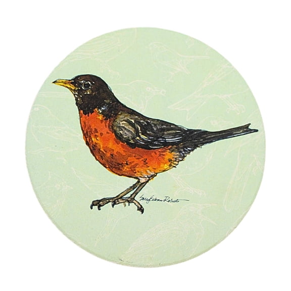 Coasterstone 4.25In Birds Single Tile Coaster, Sandstone, Sally Eckman Roberts Birds 9002303 Robin
