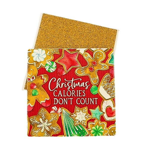 Coasterstone 4.25In Calories Don't Count Coaster, Sandstone, Sweet Ginger Gingerbread Sq231288
