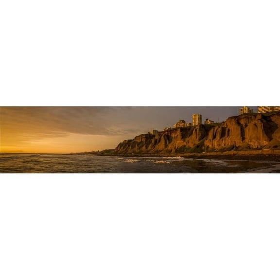 Coastline At Dusk Playa Waikiki Miraflores District Lima Peru Poster Print - 27 x 9