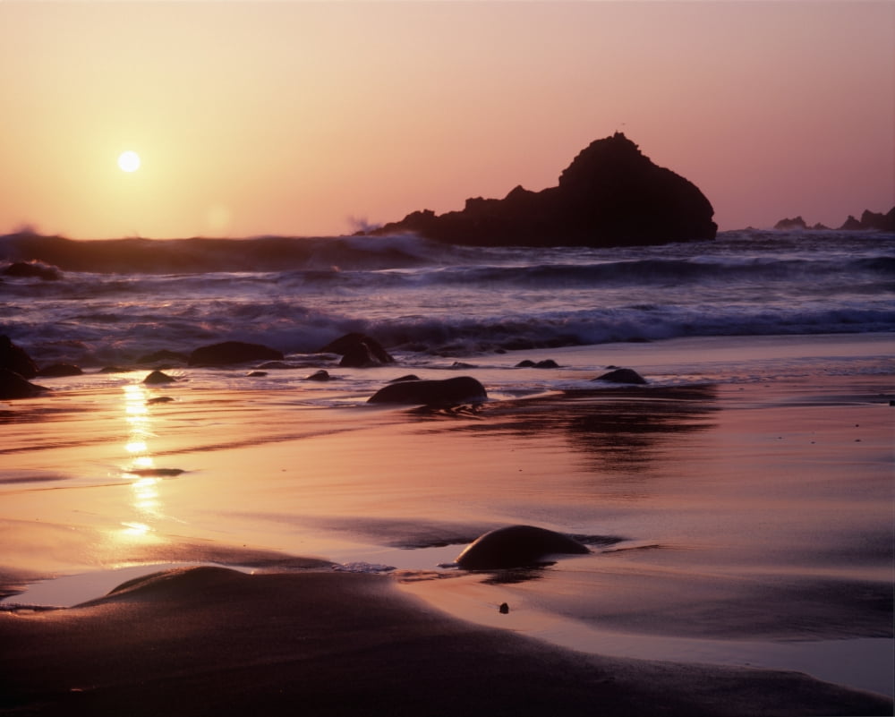 Coastline At Sunset Canvas Art - Conor Caffrey Design Pics (17 x 13)