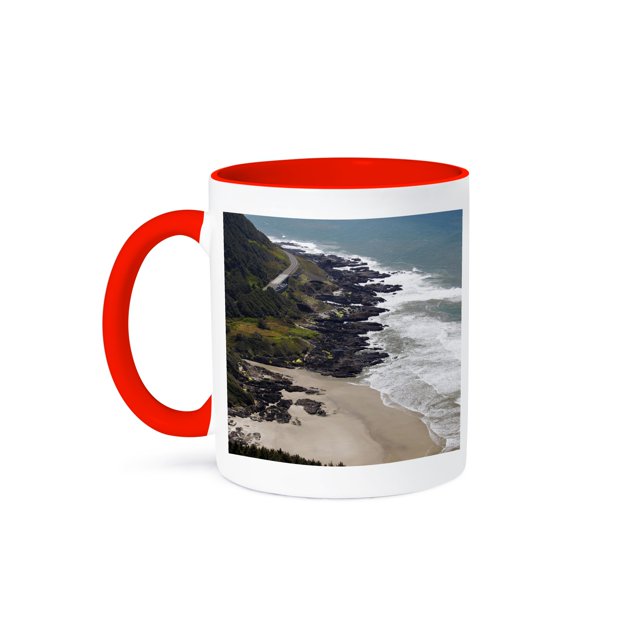 3dRose, Coastline, Cape Perpetua Area, Oregon, USA - US38 JWI0547 - Jamie and Judy Wild, 15oz Two-Tone Red Mug