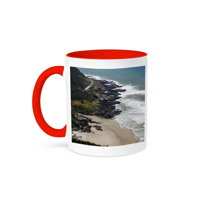 3dRose, Coastline, Cape Perpetua Area, Oregon, USA - US38 JWI0547 - Jamie and Judy Wild, 15oz Two-Tone Red Mug