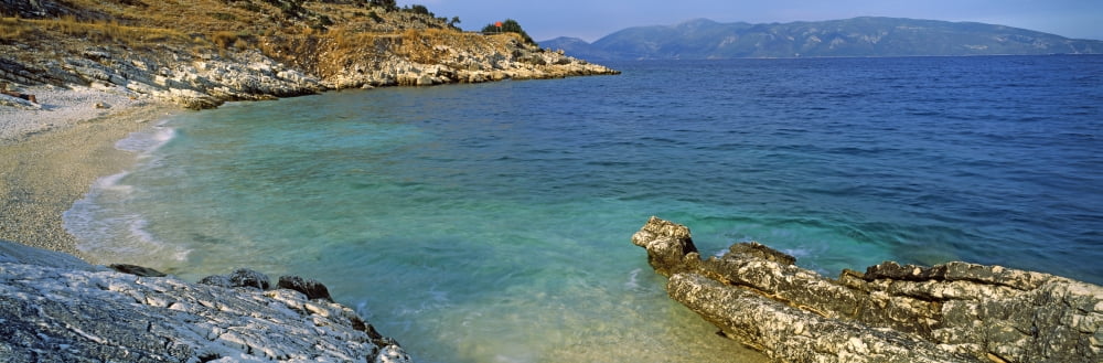 Coastline Cephalonia Ionian Islands Greece Canvas Art - Panoramic Images (36 x 12)