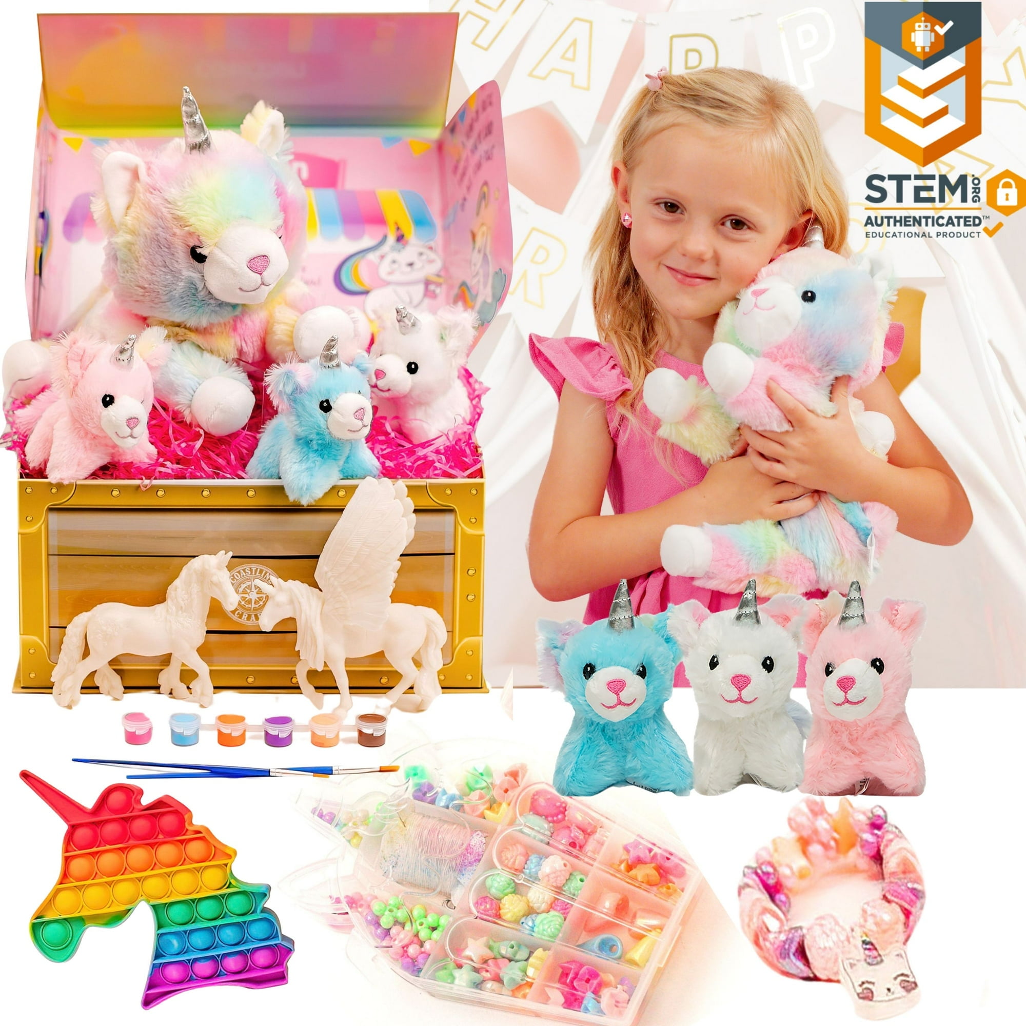 Coastline Craft Caticorn Giftset Surprise Toys with Super Kitties Stuffed Cat Plush Unicorn Painting Jewelry Kit Best Birthday Gifts for Girls Ages 3 yrs up Walmart