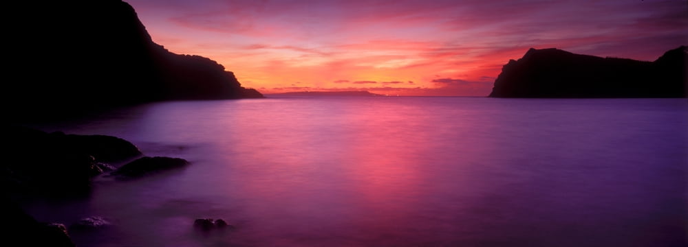 Coastline at dusk Lulworth Cove Isle of Purbeck Dorset England Canvas Art - Panoramic Images (27 x 9)