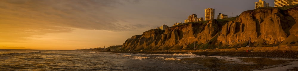 Coastline at dusk Playa Waikiki Miraflores District Lima Peru Canvas Art - Panoramic Images (36 x 12)
