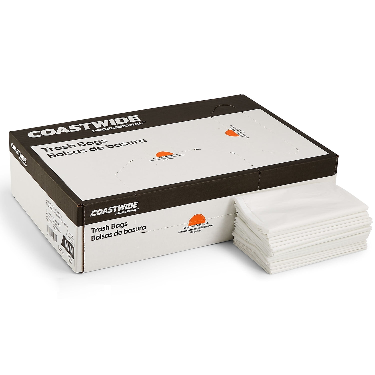 Coastwide Professional 20-30 Gallon Trash Bag 30" x 36" Low Density 0.9 mil White 200 Bags/Box