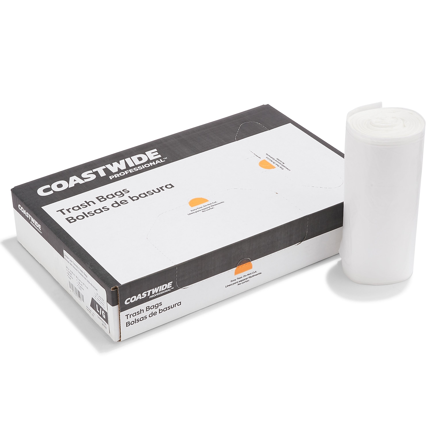 Staples Coastwide Professional 55-60 Gallon Trash Bag 38" x 58" Low Density 1.3 mil Clear 100