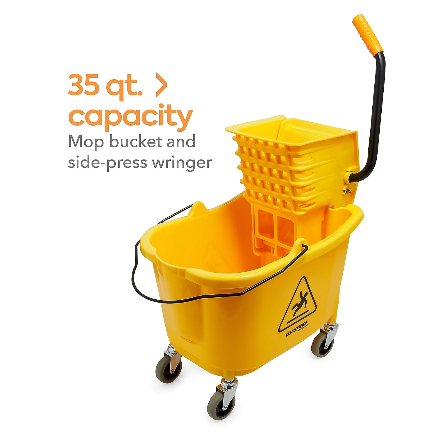 Staples Coastwide Professional Bucket & Side-Press Wringer 35 Qt. Yellow/Black 2/Pack